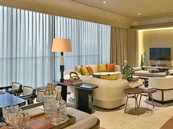 5 BHK Rustomjee Crown Prabhadevi Living Room with Sofas