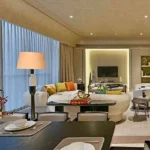 5 BHK Rustomjee Crown Prabhadevi Wide Angle View of Elegant Living Room