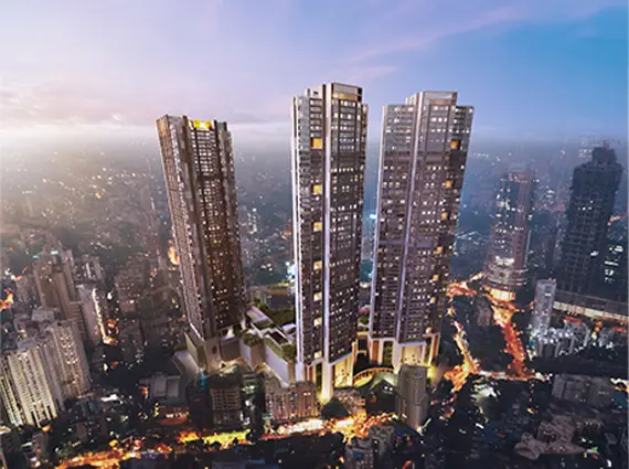 Rustomjee Crown Prabhadevi Three Towers Aerial View