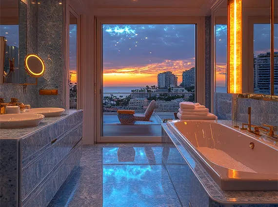Signature Island BKC Bathroom with Tub Sunset View