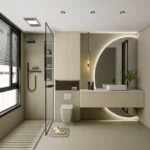 Adani Western Heights Andheri West 3 BHK Bathroom With Round Mirror Vanity Sink