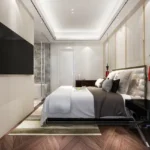 Celestia Spaces Sewri 3 BHK Bedroom With Bed And Wall Television