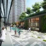 Adani Ten BKC Walkway With Plants And Glass Pavilion