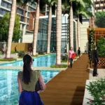 Adani Ten BKC Pool Area With Palm Trees