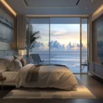 Sugee Marina Bay Worli 4 BHK Bedroom With Bed Side Tables Glass Doors And Balcony Chairs