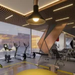 Sugee Marina Bay Worli Fitness Area With Treadmills Cycles Dumbbells Bench And Glass Windows