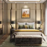 Prestige Jasdan Classic Mahalaxmi 4 BHK Bedroom With Bed Bench And Side Lamps