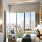 Piramal Aranya Byculla 3 BHK Opulent Bedroom With Bed Facing Large Windows
