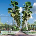 Piramal Aranya Byculla Walkway With Palm Trees And Play Area