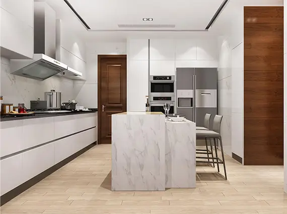 Modern Kitchen of 3 Bed Apartment Arihant Tower Lower Parel