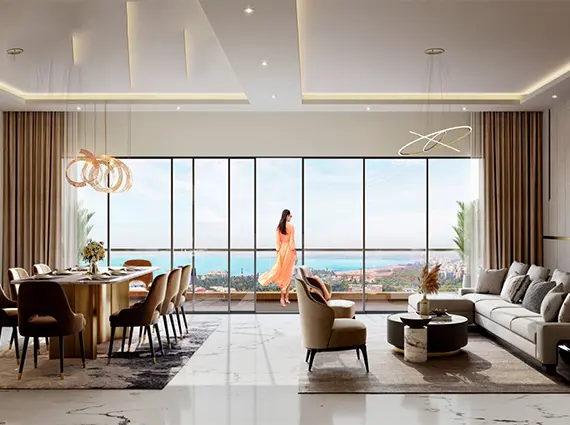 Parinee Elenora Juhu Living Room with Sea View