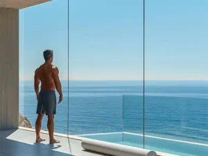 Lodha Avalon Juhu Well Built man Standing Facing Sea Tall Windows