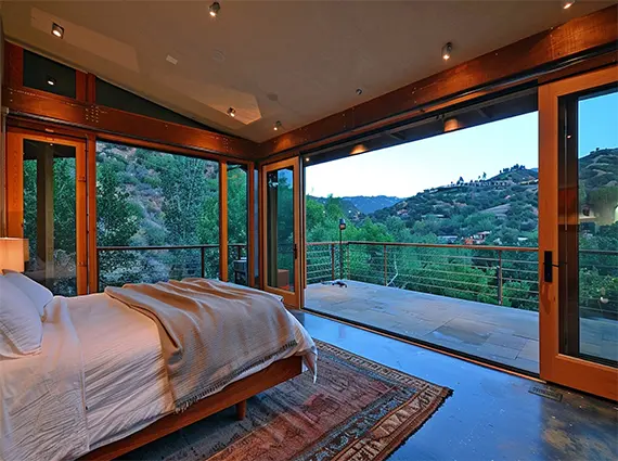 Mountain Retreat Karjat 4 BHK Villa Bedroom Opening to Mountain