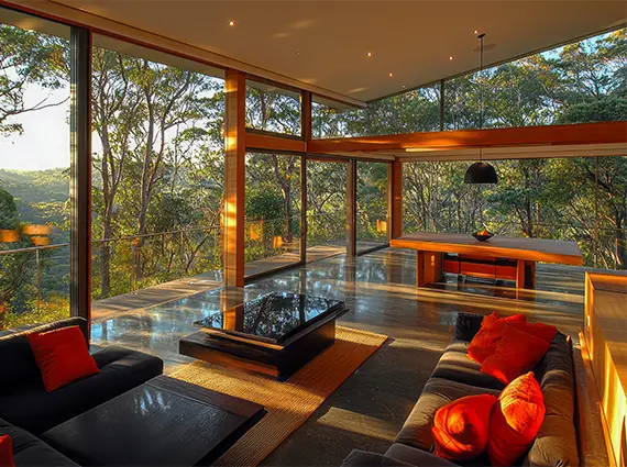 Mountain Retreat 4 BHK Villa Family Lounge Area Overlooking Karjat Hills Forest