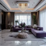 3 BHK The Marque Bandra Reclamation Marble Floored Contemporary Living Area Furniture