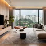 3 BHK The Marque Bandra Reclamation Minimalist Modern Apartment with Cozy Sofas