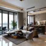 3 BHK Living Room with Couch at Chandak Vansham Vile Parle West