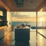 Godrej Skyshore Versova 4 BHK Kitchen with stunning sunset Sea Views
