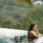 4 BHK Villa Pawna Lake Girl Enjoying Forest View Standing on Edge of Infinity Pool