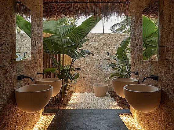 Istana Nashik 3 BHK Villa Open Style Bathroom with Washbasins