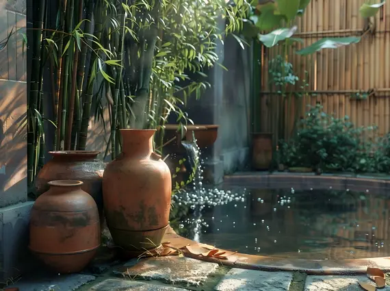 Istana Santai Nashik 3 BHK Villa Outdoor Sunken Bath with Pots