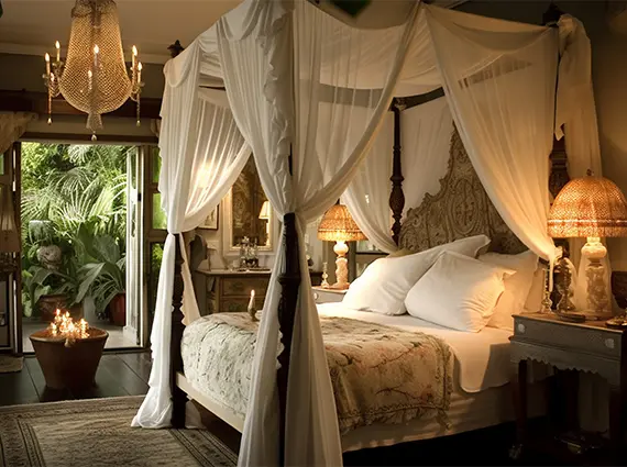 Istana Santai Nashik 5 BHK Villa Bedroom with Four Poster Bed