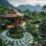 Istana Santai Nashik Charming Gazebo with Mountains in Background