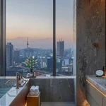 3 BHK Godrej Trilogy Worli Master Bathroom with Tub Worli View