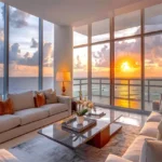 4 BHK Godrej Trilogy Worli Living Room with Gorgeous Sunset Seaviews