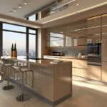 Kalpataru Privé Altamount Road 5 BHK Beige Kitchen with Bar Island View of South Mumbai