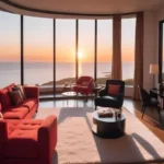 Kalpataru Privé Altamount Road Duplex Living Room Overlooking Ocean Sunset View