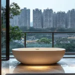 Raheja Park West Santacruz West Designer Bathroom with Bathtub City View
