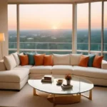 3 BHK Serenova Four Bungalows Versova Living Room with Circular Sofas