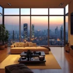 Sobha Inizio Parel 3 BHK Luxury Living Room with Stunning City Views