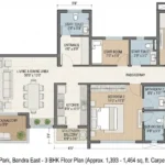 Wadhawa Artek Park Kala Nagar BKC 3 BHK Floorplan
