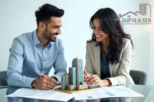 Female Realtor Showcasing Real Estate Agreement