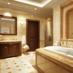 3 BHK Villa 21 Enclave Karjat Marble Counter Gold Trim Bathroom