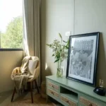 4 BHK Gulmohar Villa Avas Living Alibaug Chest with Framed Painting in Corner of Bedroom