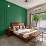 5 BHK Villa Khatri Park Lonavala Green Feature Wood Bed Bedroom
