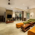 5 BHK Villa Khatri Park Lonavala Stone TV Panel Living Room
