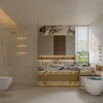 Agami Legends Bandra East 4 BHK Marble Vanity Freestanding Tub Bathroom