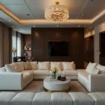 Agami Legends Bandra East 4 BHK Sectional Sofa Wall Panel Lounge