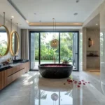 Ascenta Basalt Hills Karjat Villa Plot Freestanding Tub Round Mirrors Bathroom