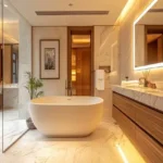 Embassy Citadel Worli Mumbai 3 BHK Backlit Mirror Wood Vanity Bathroom