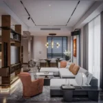 Embassy Citadel Worli Mumbai 3 BHK L Shaped Sofa Pendant Lights Living Room