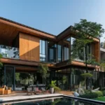 Aero Estate Khopoli Sloped Roof Wooden Cladding Villa Exterior