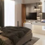 Hubtown Celeste Worli 3 BHK Bedroom With Bed And TV Unit