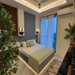 Hubtown Celeste Worli 3 BHK Bedroom With Bed And Glass Window