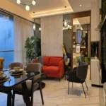 Hubtown Celeste Worli 3 BHK Living Room With Sofa And Glass Window