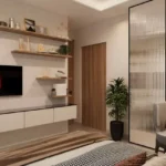 Hubtown Celeste Worli 3 BHK Bedroom With TV Unit And Shelves